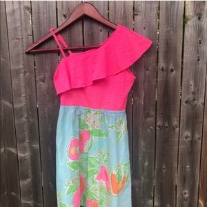 Lilly Pulitzer fun 1 shoulder girls dress sz 8-10